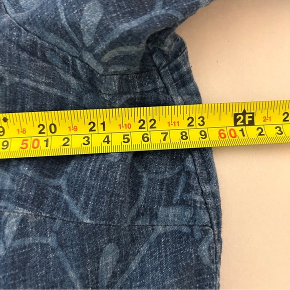 Lauren Ralph Lauren Women's 1X Blue Floral Button-Up Shirt 3/4 sleeve 100%Linen - Picture 6 of 11